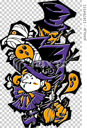 Illustrations <Halloween characters, wizard, Dracula, mummy, ghost> 116764351