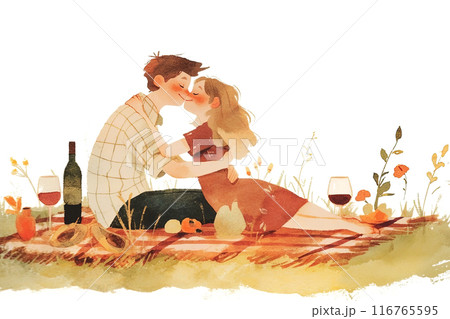 Romantic picnic under a bright sky, capturing a tender moment of love and blissful connection Romantic picnic under a bright sky, capturing a tender moment of love and blissful connection 116765595