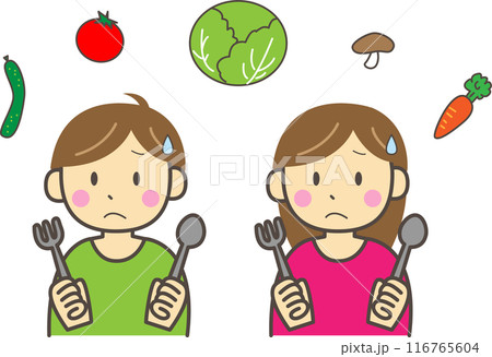 野菜が苦手な男の子と女の子 116765604
