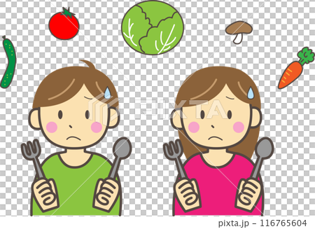 野菜が苦手な男の子と女の子 116765604