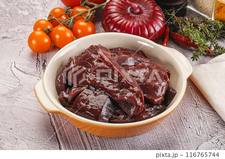 Raw beef liver slices for cooking 116765744
