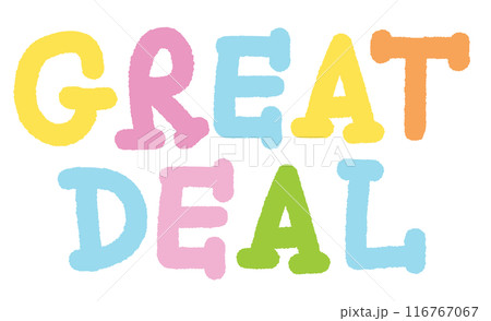 GREAT DEAL sale icon for pastel font, typography, promotion, marketing, business, communication, online shopping, campaign badge, sticker, ad template, social media, discount, web button, print, ads 116767067