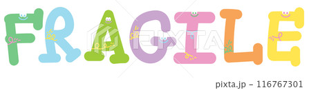 FRAGILE letters for font, typography, calligraphy, text, message, women empowerment, feminist, communication, compliment, logo, icon, sticker, ad template, social media, website, lifestyle 116767301