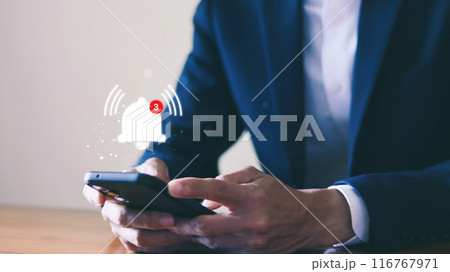 Concept of Remote online alerts on the Application. Concept of Remote online alerts on the Application. 116767971