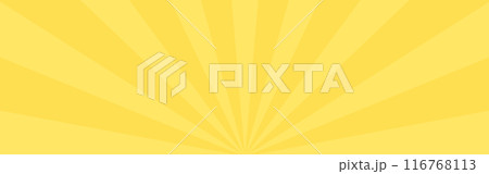 黄色い放射線模様のポップな背景素材 - シンプルで目立つ横長サイズのバナー - 16x5 116768113