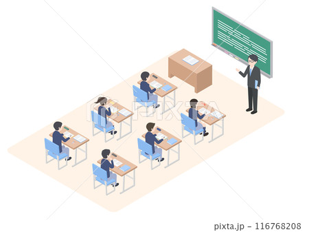 集団授業のアイソメトリックイラスト 集団授業のアイソメトリックイラスト 116768208