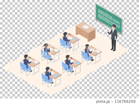 集団授業のアイソメトリックイラスト 集団授業のアイソメトリックイラスト 116768208