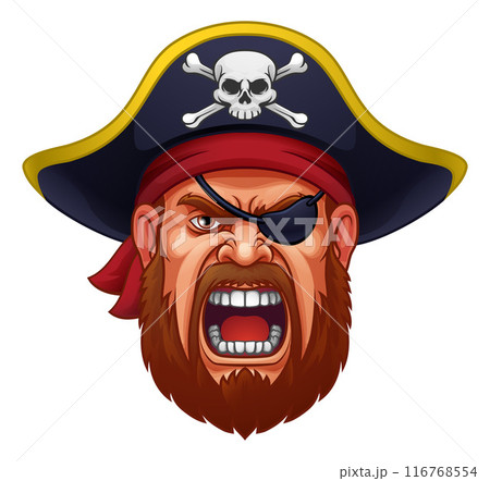 Pirate Captain Angry Mascot Cartoon Man Face Head 116768554