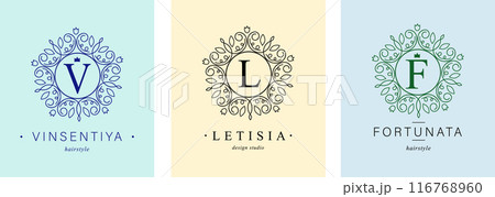 Monogram of letters . with Organic Plant Elements. Vector design. 116768960