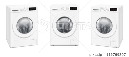 Washing machine on three sides isolated on...のイラスト素材 [116769297] - PIXTA