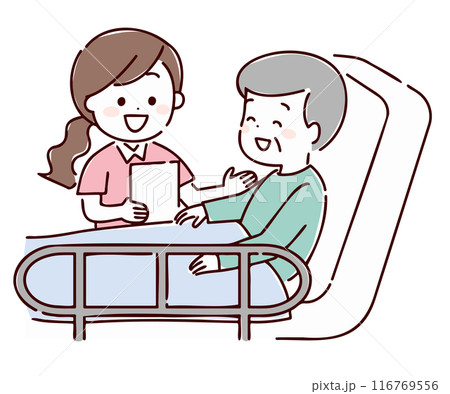 ベットサイドで会話している看護師 116769556