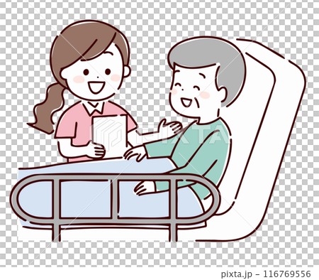 ベットサイドで会話している看護師 116769556