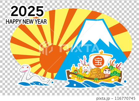 2025　ハッピーニューイヤー　宝船　テンプレート 116770745