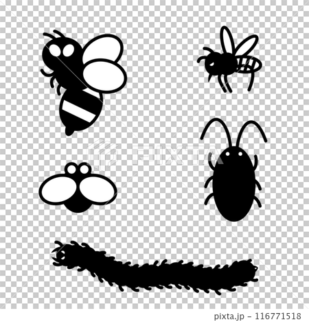 あまり気持ち悪くないデフォルメした害虫のイラストセット 116771518
