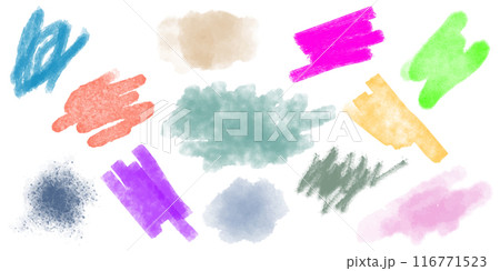 Vector set of colorful textured brushes on white background Vector set of colorful textured brushes on white background 116771523
