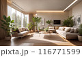 モダンで温かなリビングルーム 116771599