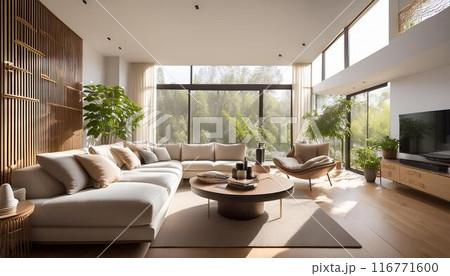 モダンでおしゃれなリビングルーム 116771600
