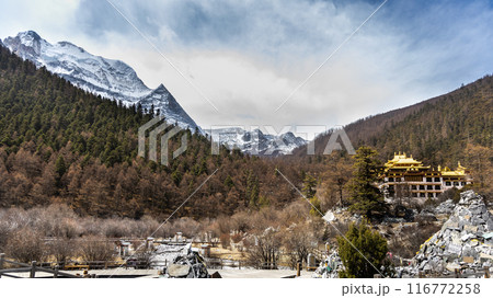 Chonggu Monastery is within the park of Yading and located at the foot of Mount Xiannairi. It is a popular tourist destination with idyllic scenary. 116772258