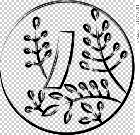 毛筆圓形迷你花札、汶月、萩、阿卡丹、七月、萩、阿卡丹 116772301