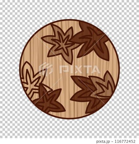 木雕風格圓形簡約花札神無月秋葉十月秋葉碎片 木雕風格圓形簡約花札神無月秋葉十月秋葉碎片 116772452