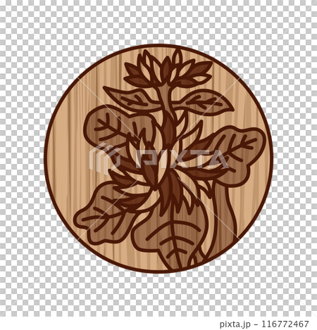 Simple circular wooden playing card - Nagatsuki, Chrysanthemum, September, Chrysanthemum casing 116772467