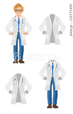 doctor in a robe, uniform, work clothes flat style vector illustration 116772493