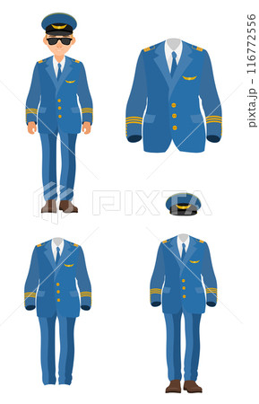 pilot uniform suit work clothes flat style vector illustration 116772556