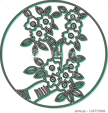 カラーシャドウの円形花札 弥生 桜 3月 桜のカス カラーシャドウの円形花札 弥生 桜 3月 桜のカス 116772660