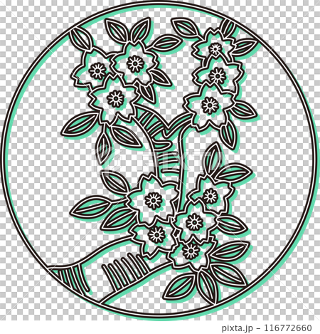 カラーシャドウの円形花札 弥生 桜 3月 桜のカス カラーシャドウの円形花札 弥生 桜 3月 桜のカス 116772660