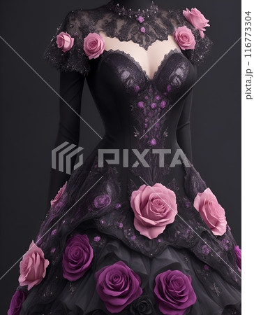 薔薇の装飾がゴージャスなゴシックドレスpinkrose 薔薇の装飾がゴージャスなゴシックドレスpinkrose 116773304