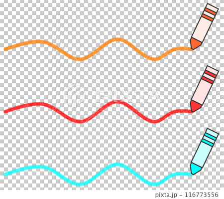 Illustration with prominent lines drawn in crayon over important parts 116773556