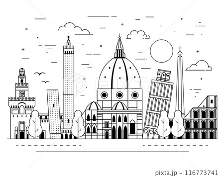 Italian Buildings and Landmarks Line Art Cityscape 116773741