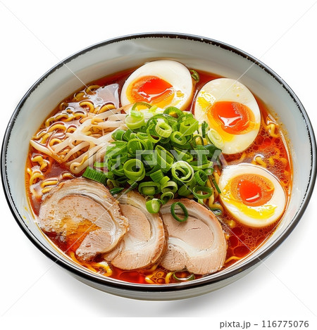 Spicy Ramen Bowl with Eggs and Vegetables Spicy Ramen Bowl with Eggs and Vegetables 116775076