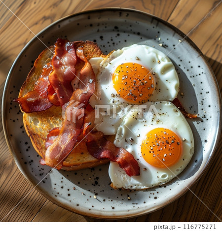 Fried Eggs and Crispy Bacon Breakfast Fried Eggs and Crispy Bacon Breakfast 116775271