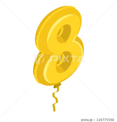 3D Isometric Flat Vector Illustration of Birthday Ballon, Golden Numbers. Item 6 3D Isometric Flat Vector Illustration of Birthday Ballon, Golden Numbers. Item 6 116775598