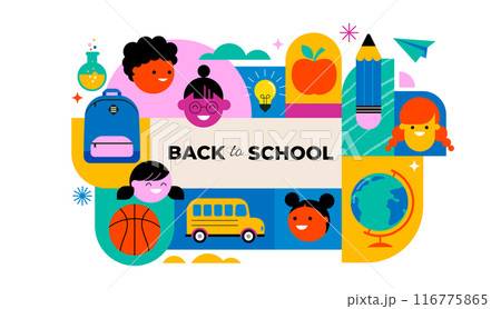 Back to school, geometrical modern style design. Back to school sale, promotion, poster and flyer 116775865