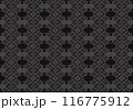 黒い背景に、ダイヤや装飾的な模様の入ったグラフィックパターン 116775912