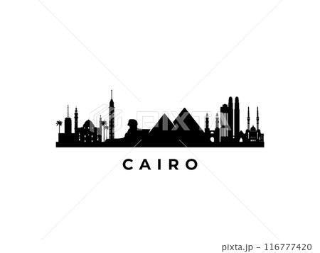 Vector Cairo skyline. Travel Cairo famous landmarks. Business and tourism concept for presentation, banner, web site. 116777420