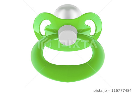 Green Baby Pacifier, baby dummy. 3D rendering 116777484