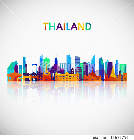 Thailand skyline silhouette in colorful geometric style. Symbol for your design. Vector illustration. 116777513