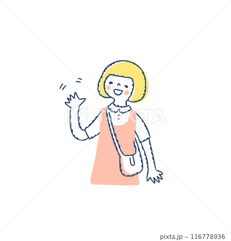 笑顔で手を振る女の子 笑顔で手を振る女の子 116778936