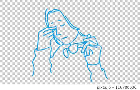 目が疲れる女性のシンプルイラスト 116780630