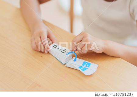 夏休みの宿題の算数の勉強をする小学生 116781237