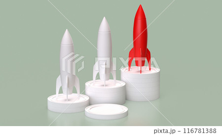 The rocket and coins for sci or Business concept 3d rendering. The rocket and coins for sci or Business concept 3d rendering. 116781388