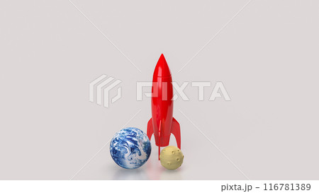 The rocket and moon for sci or Business concept 3d rendering. 116781389