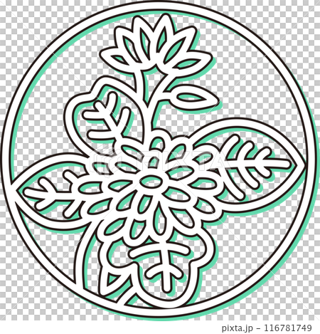 彩影圓形迷你花札長月菊花九月菊花渣 116781749