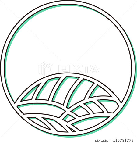 カラーシャドウの円形ミニ花札　葉月　芒　8月　芒のカス 116781773