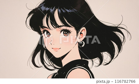 80年代・90年代レトロかわいい女の子のイラスト素材 [116782766] - PIXTA