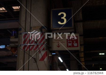 駅のホームにある案内標識 116782944