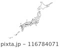 ゆるい手書きの日本地図 116784071